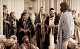Jahuscha mit Pharisäern im Tempel