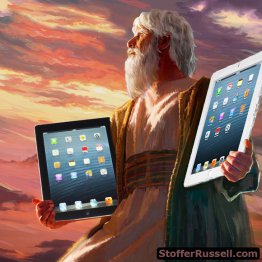 Moses hält zwei Tablets