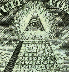 Dollarbiljet met piramide en alziend oog 