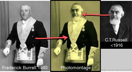 photomontage of C.T. Russell as a freemason
