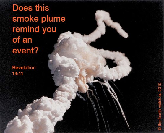 Smoke plume from the Challenger crash in 1986