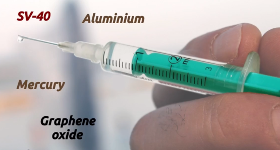 Vaccine syringe with harmful substances