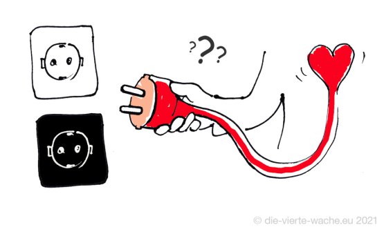 Caricatura: ¿A qué enchufe debo conectarme?