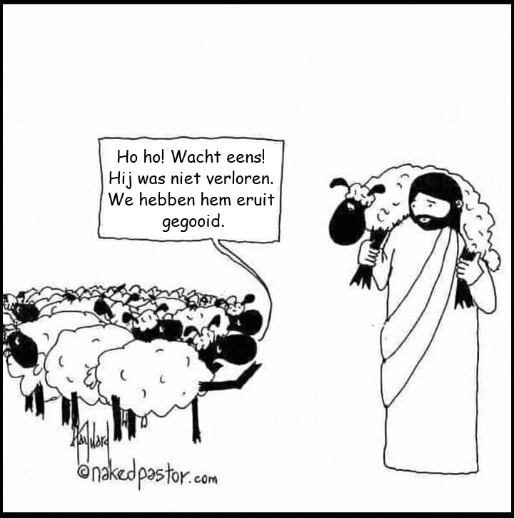 Herder brengt verloren schap terug. 