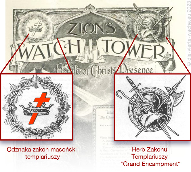 Wieża strażnicza z 1917 roku z emblematami masońskimi