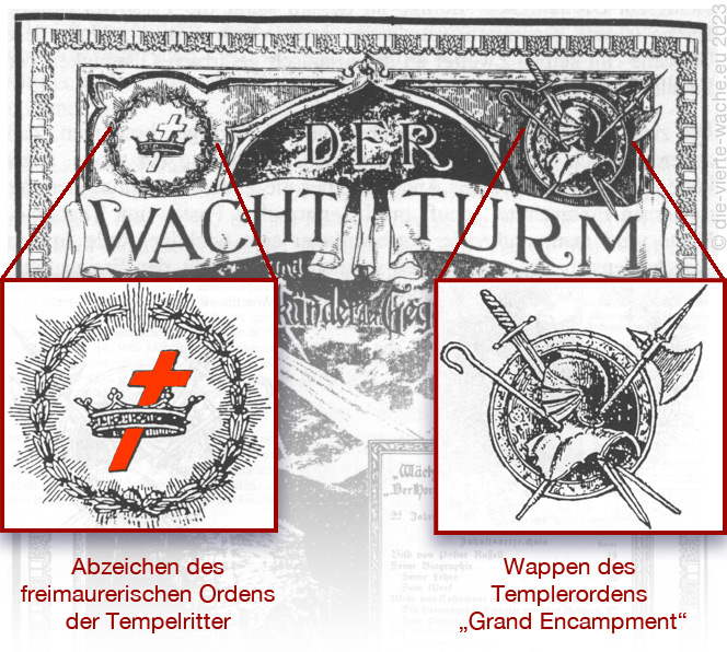 Wachtturm von 1917 mit Freimaurer-Emblemen
